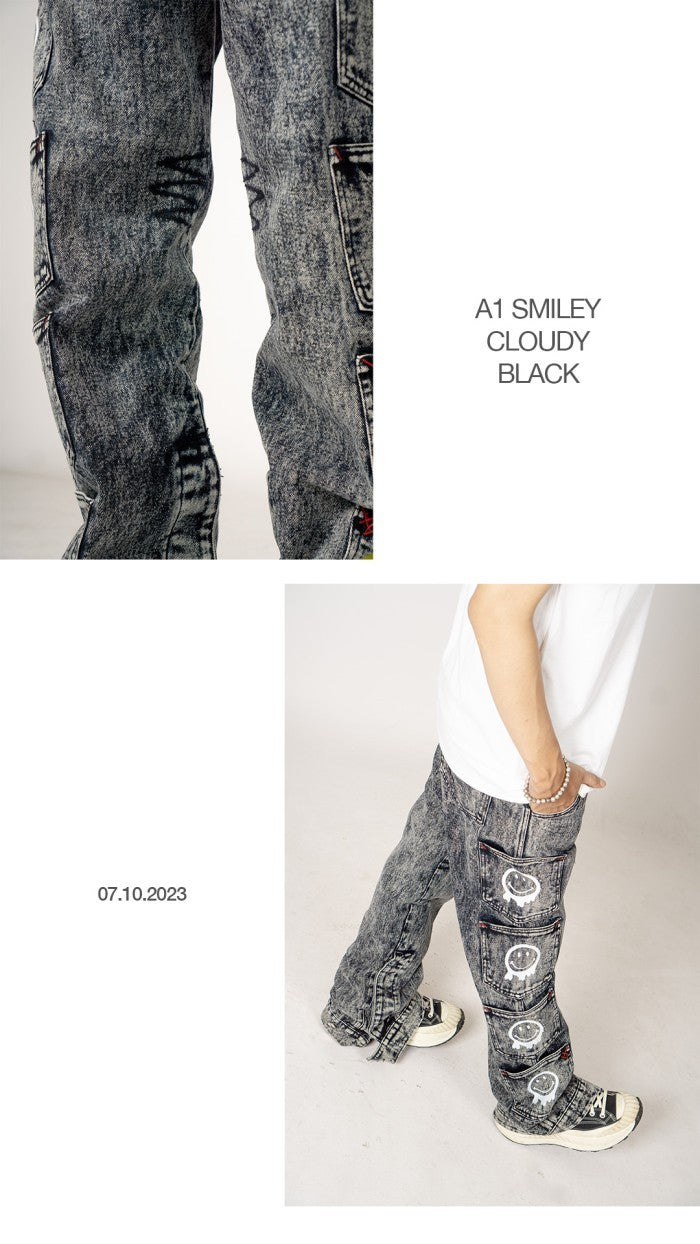 A1 SMILEY - Cloudy black - Celana Jeans