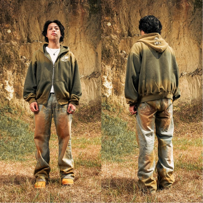 H1 BC baggy x Bhisma - Muddy golden washed - Celana Jeans