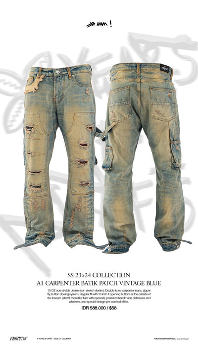 A1 carpenter batik - Vintage blue - Celana Jeans
