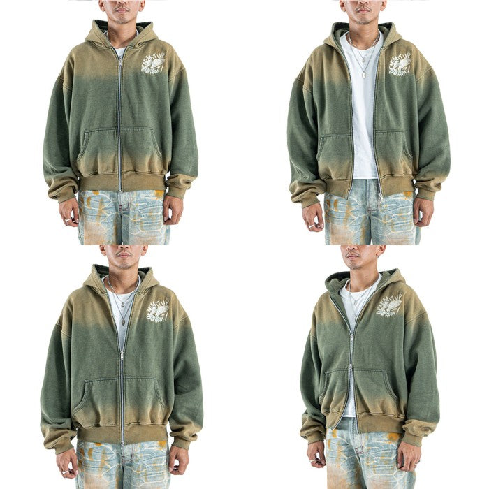 Denimitup trilogo double zip x Bhisma - Muddy golden washed - Hoodie Pria