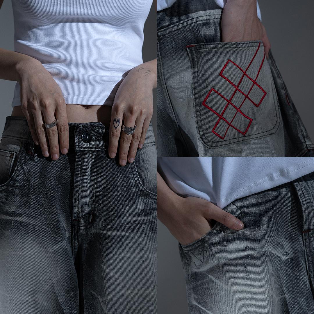 A1 Low Waist Wide Barrel Ladies Jeans - Titanium Grey