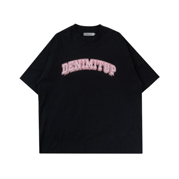 DENIMITUP Logo Tee - Pink On Black - T-Shirt