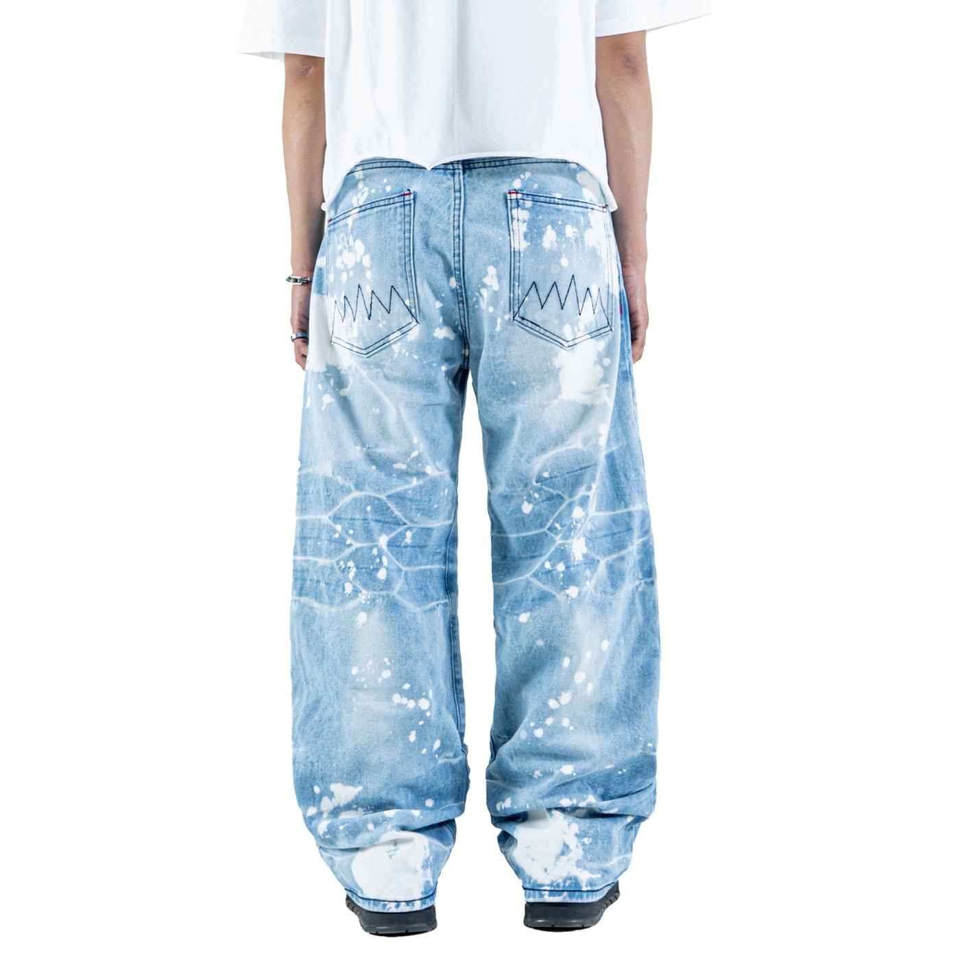 H1 Baggy Songket - Light Blue Splashes - Jeans Pants