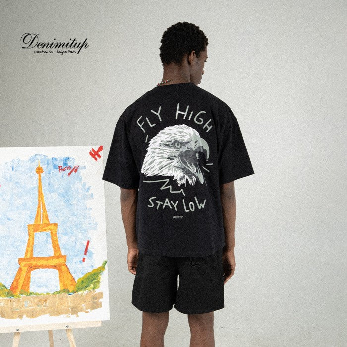 DENIMITUP Fly High Stay Low - Black tee - Baju Kaos