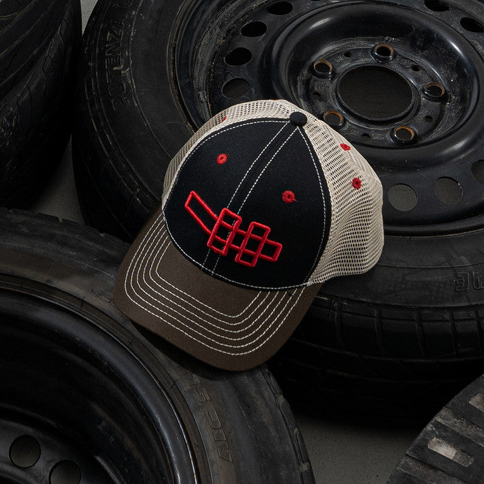 Trucker Hat H Logo - Motorsport Red On Black  - Hat