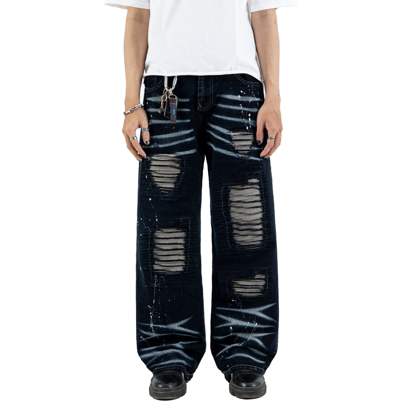 H1 baggy leather - Falcon black splatter - Jeans Pants