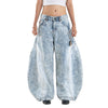 A1 Low Waist Wide Barrel Ladies Jeans - Grain Dual Ice Blue