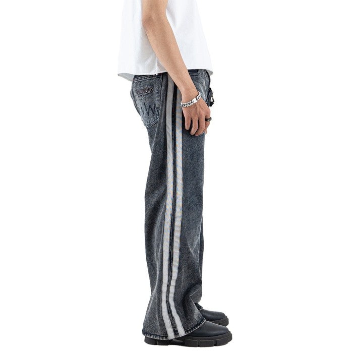 H1 Baggy Duo Stripes - Asphalt Grey - Celana Jeans