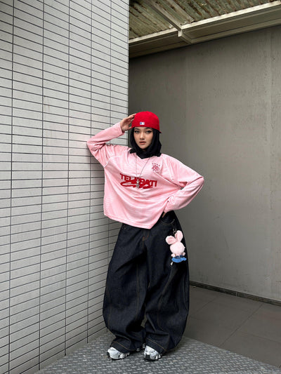 A1 Low Waist Wide Barrel Ladies Jeans - Raw Denim