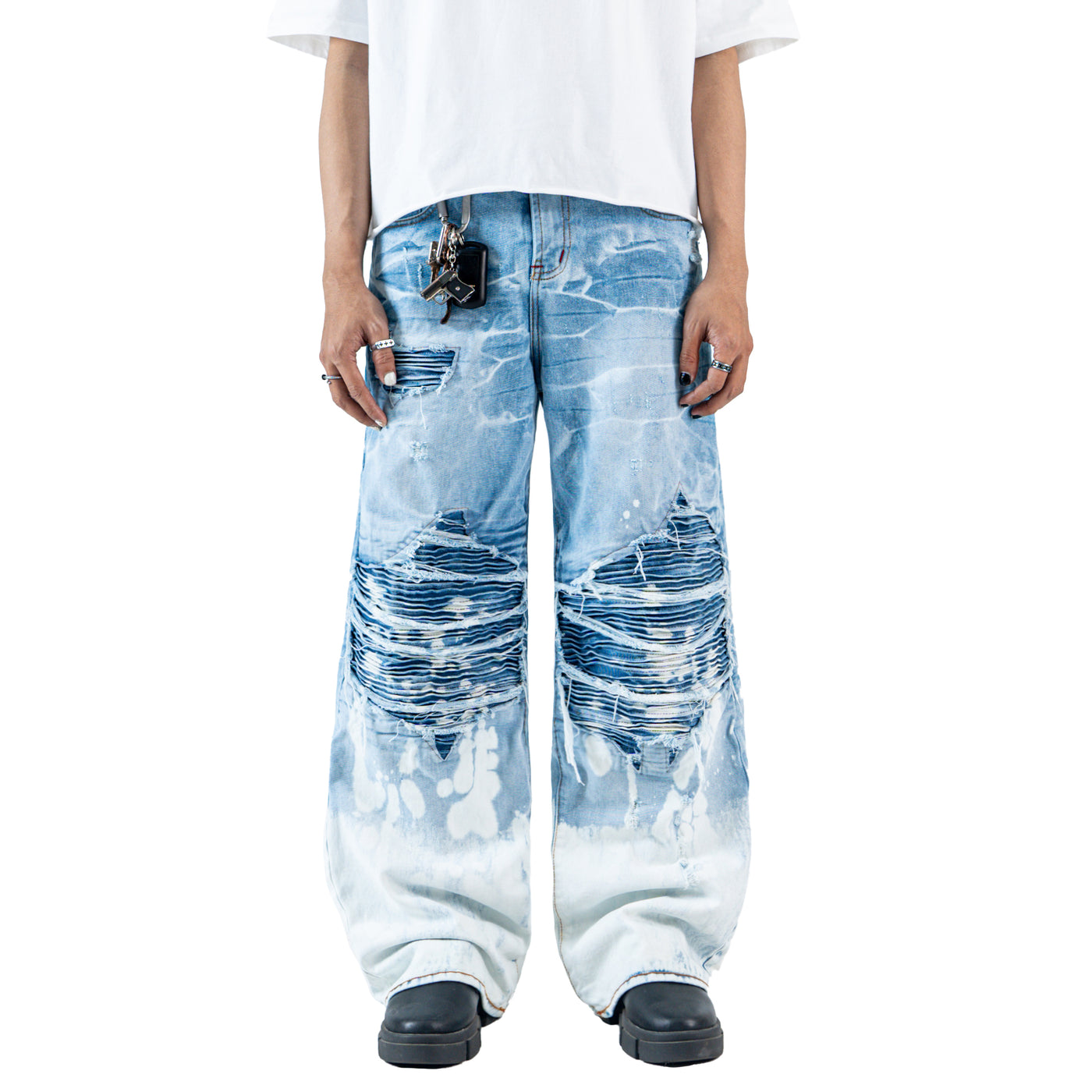 H1 baggy tri biker - Ice blue splash - Jeans Pants