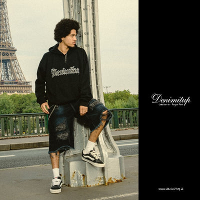 Denimitup Songket Embroidered - Black - Hoodie Pria