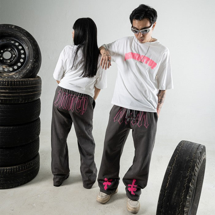 DENIMITUP H zigzag sweat pants - Sonic Grey - Long Pants