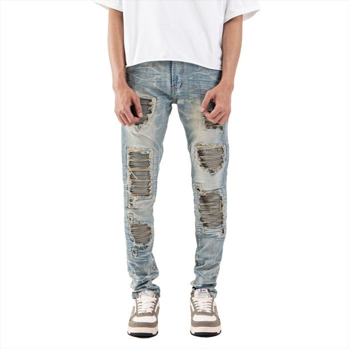 H1 leather patches - Cream blue - Celana Jeans