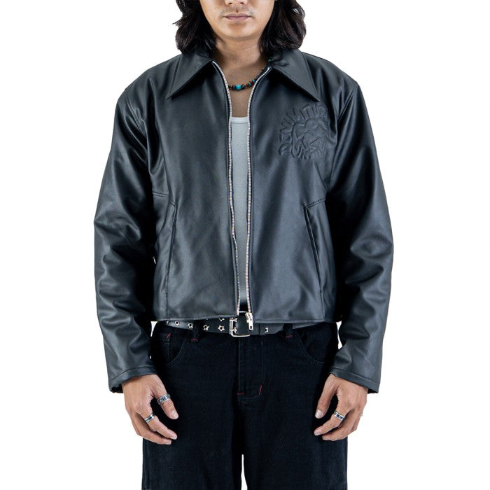 Denimitup Embossed Trilogo Garuda - Black leather - Jacket