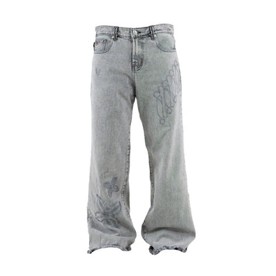 H1 Baggy Batik Embroidered - Snowish Asphalt Grey - Celana Jeans