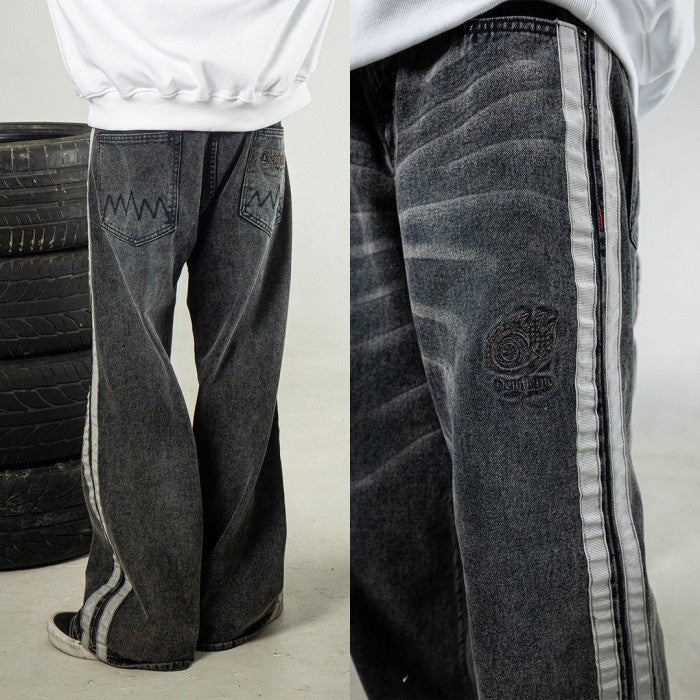 H1 Baggy Duo Stripes - Asphalt Grey - Celana Jeans