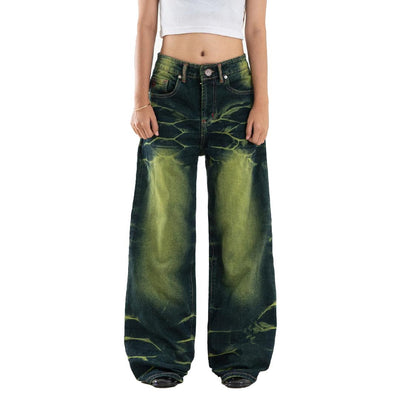 H1 Low Waist Baggy Ladies Jeans - Ketupat Green