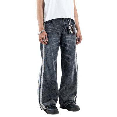 H1 Baggy Duo Stripes - Asphalt Grey - Celana Jeans