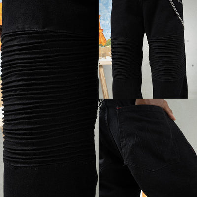 H1 Low Waist Baggy Moto Biker Ladies Jeans - Black