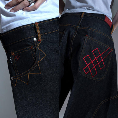 A1 Low Waist Wide Barrel Ladies Jeans - Raw Denim