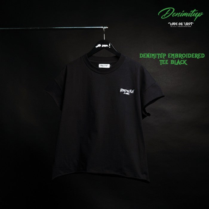 Denimitup embroidered - Black tee - Baju Kaos