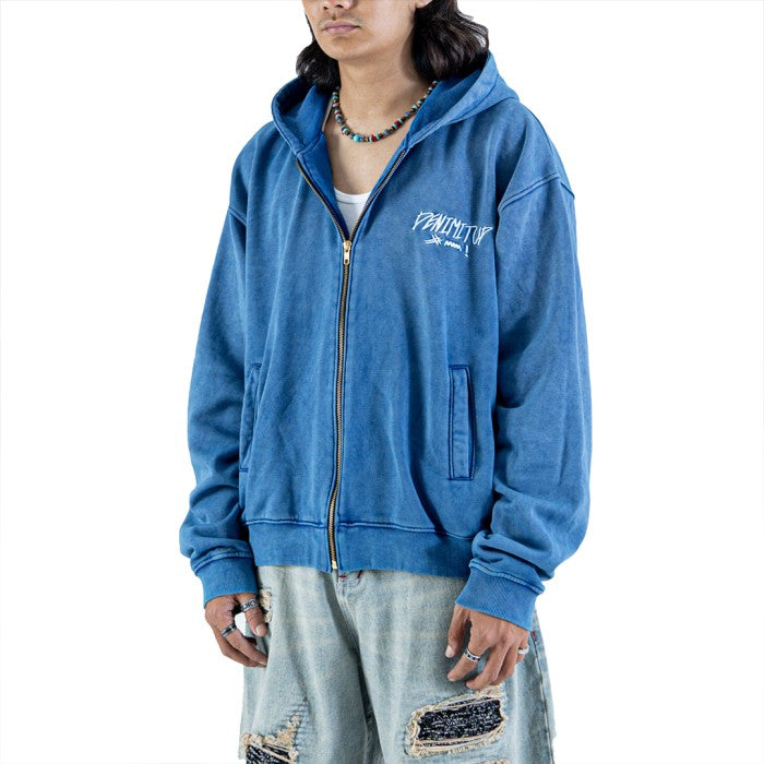 Denimitup Garuda Trilogo Embroidered Zip Hoodie - Benhur Washed Blue - Hoodie