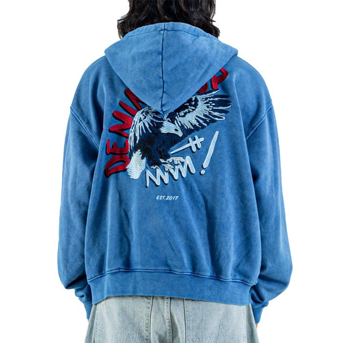 Denimitup Garuda Trilogo Embroidered Zip Hoodie - Benhur Washed Blue - Hoodie