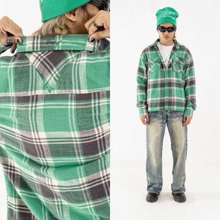 DENIMITUP - Chroma green flannel - Kemeja pria