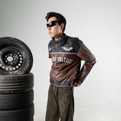 DENIMITUP motorsport leather jacket - Cognac Brown - Jacket