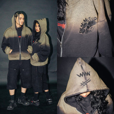 Denimitup Trilogo Double Zip - Coal Black - Hoodie Pria