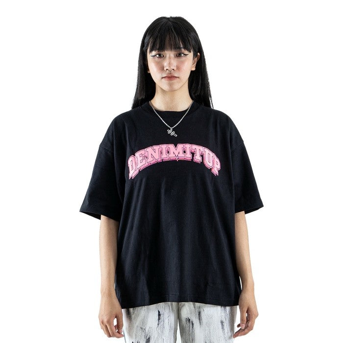 DENIMITUP Logo Tee - Pink On Black - T-Shirt