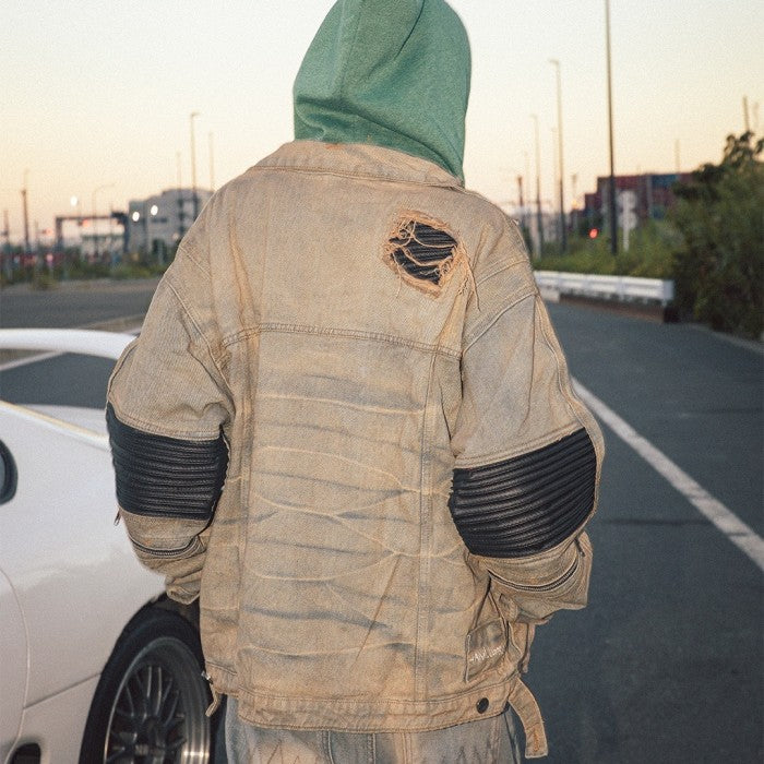 A1 Biker Jacket - Carbon Cream Stone - Denim Jacket