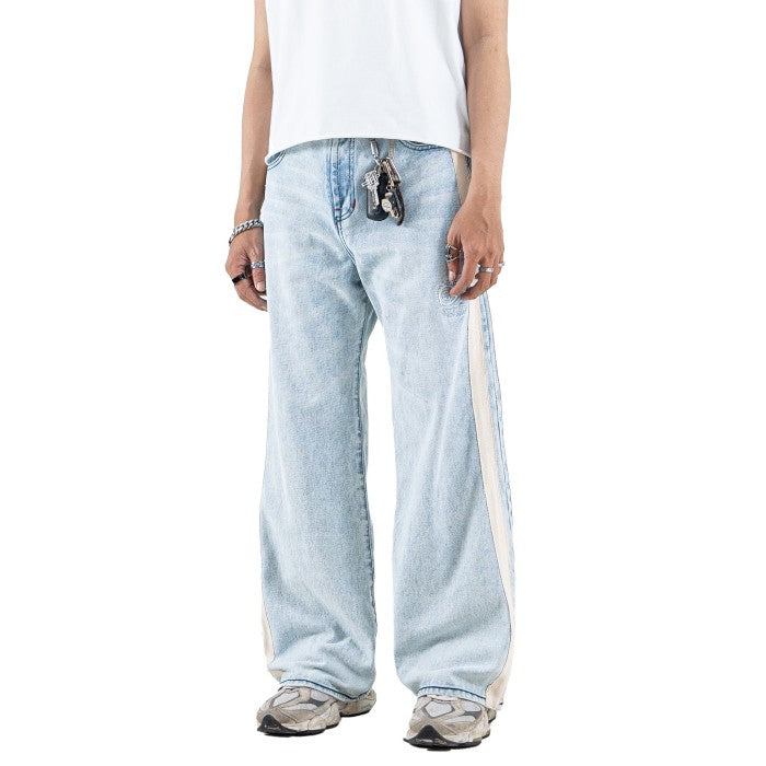 H1 Baggy Duo Stripes - Snowish Asphalt Blue - Celana Jeans