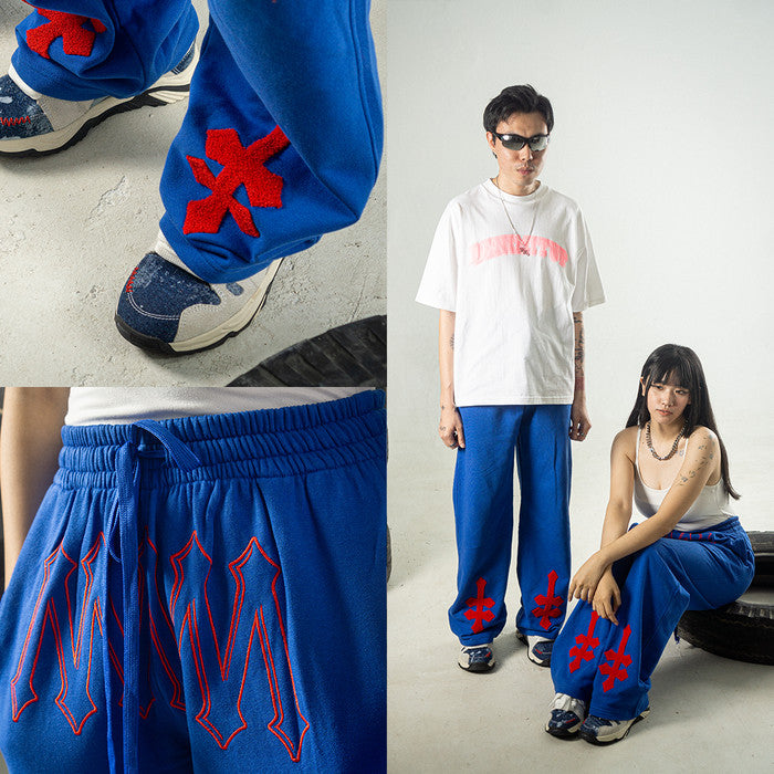 DENIMITUP H zigzag sweat pants - Sonic Blue - Long Pants