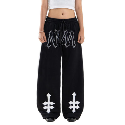Denimitup ladies sweat pants H Zigzag - Jet Black - Long Pants