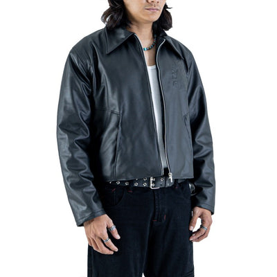 Denimitup Embossed Trilogo Garuda - Black leather - Jacket