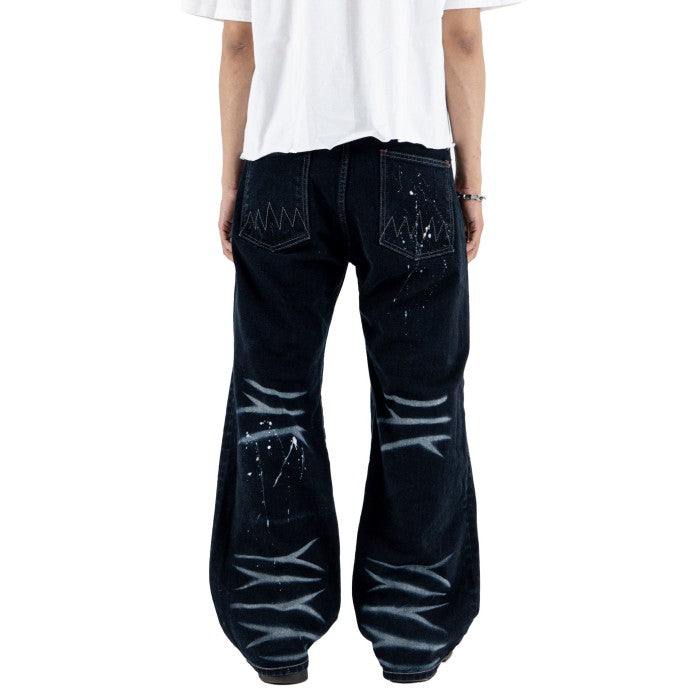 H1 baggy leather - Falcon black splatter - Celana Jeans