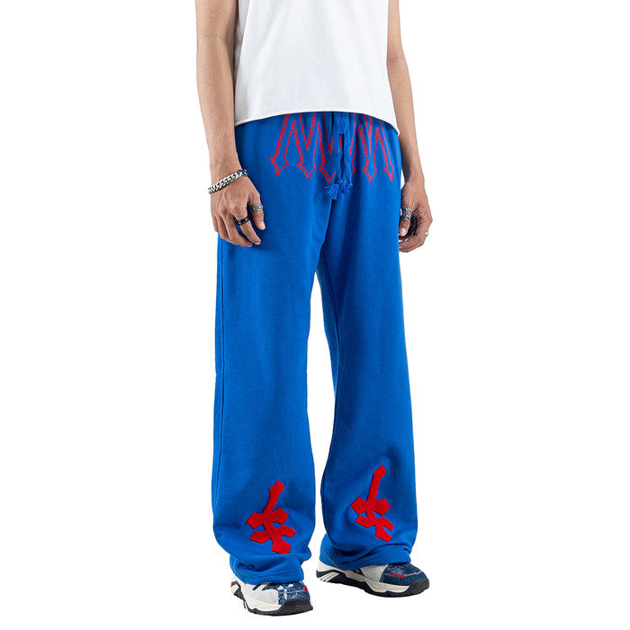 DENIMITUP H zigzag sweat pants - Sonic Blue - Long Pants