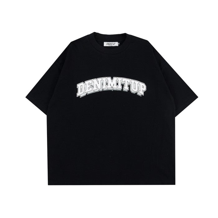 DENIMITUP Logo Tee - White On Black - T-Shirt