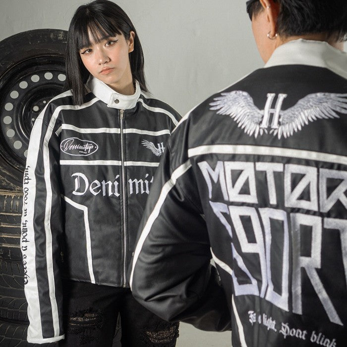 DENIMITUP motorsport leather jacket - Asphalt Black - Jacket