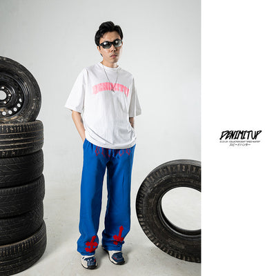 DENIMITUP H zigzag sweat pants - Sonic Blue - Long Pants