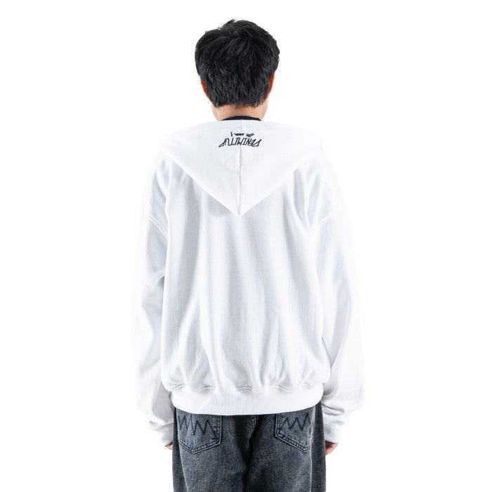 DENIMITUP Garuda Double Zip Hoodie - White - Hoodie