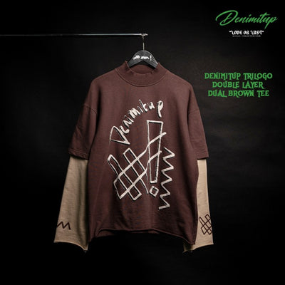 Denimitup trilogo double layer - Dual brown tee - Baju Kaos