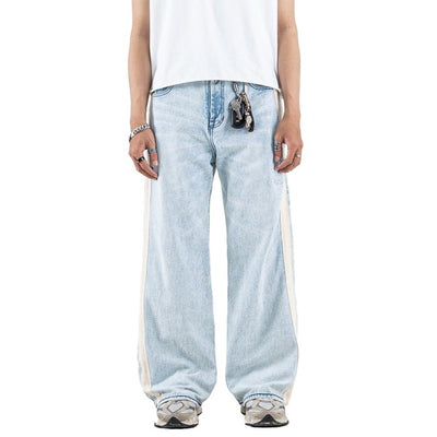 H1 Baggy Duo Stripes - Snowish Asphalt Blue - Celana Jeans