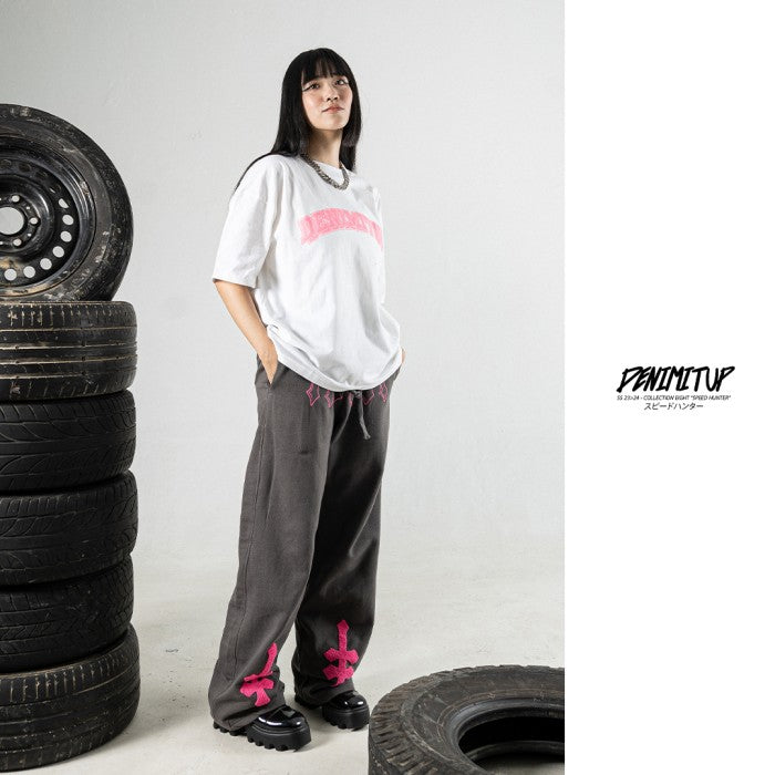 DENIMITUP H zigzag sweat pants - Sonic Grey - Long Pants