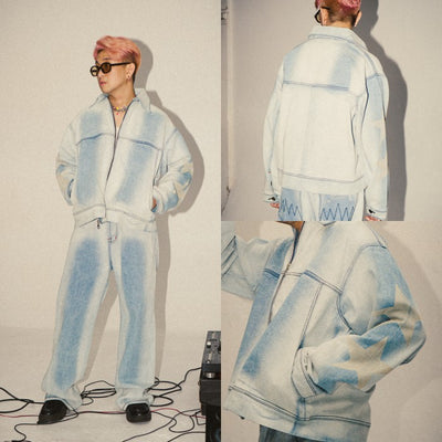 Denimitup zip jacket - Ice white in blues x Roycdc - Jacket Pria