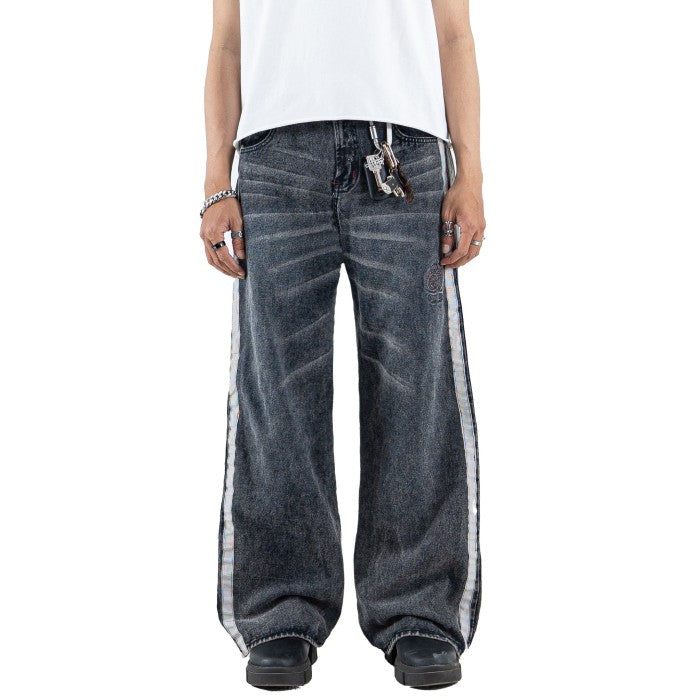 H1 Baggy Duo Stripes - Asphalt Grey - Celana Jeans