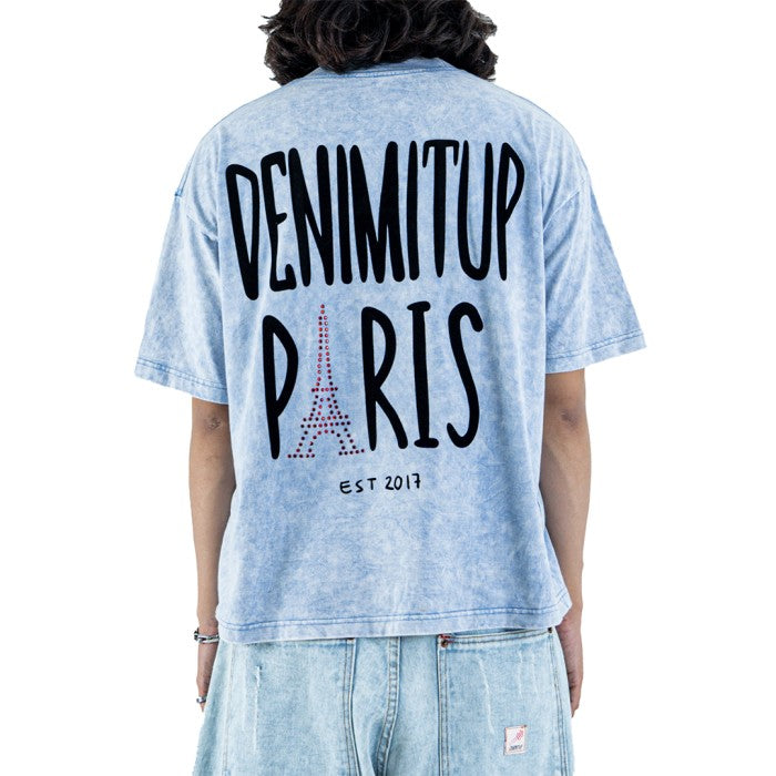 Denimitup “Bonjour Paris” - Parisian Blue Washed tee - Baju Kaos