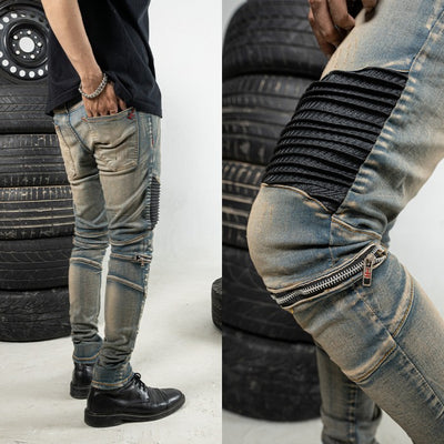 M1 Carbon Biker Zip  - Vintage Blue - Jeans Pants