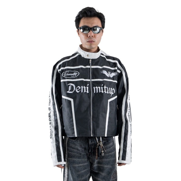 DENIMITUP motorsport leather jacket - Asphalt Black - Jacket